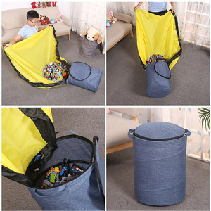 Bolsa de Almacenamiento de Juguetes para Niños, Organizador de Tela Plegable Rápido para <span class=keywords><strong>el</strong></span> Hogar, Contenedor de Almacenamiento Redondo - Product Image 3
