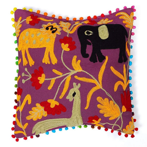 Indian Handmade Square <b>Throw</b> Pillow <b>Covers</b> Suzani Embroidered Cushion Case Vintage Ethnic Boho Home Decor for <b>Sofa</b> Use - Product Image 2