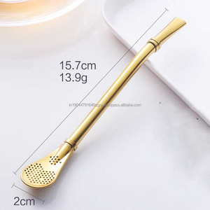 ขายร้อนหรูหราหลากสี 304 กวนก้านนมชากรองช้อนฟางสําหรับร้านกาแฟ - Product Image 5