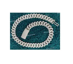 Collier à chaîne cubaine en diamant Moissanite Hip Hop glacé fait à la main, 20mm, bijoux fins pour hommes et femmes