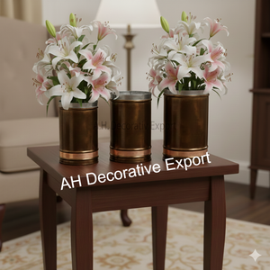 Modern Grey Metal Cylinder Flower <b>Vase</b> <b>Set</b> with Matt Finish Portable Tabletop Design for Home & Event Decor - Product Image 4