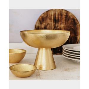 Bol sur pied en aluminium doré poli avec base carrée pour la décoration de la maison, les mariages, l'affichage de fleurs, la décoration de table, les collations - Product Image 6
