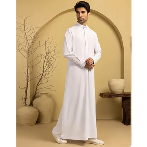 Último modelo de hombre Casual musulmán Jubba Thobes Color sólido hecho a medida Oriente Medio hombres Jubba de talla grande tarifa al por mayor - Product Image 5