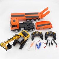 Huina 1319 1:24 simulación 9CH RC semi tractor camión remolque de plataforma con control remoto excavadora ingeniería vehículo hobby juguete
