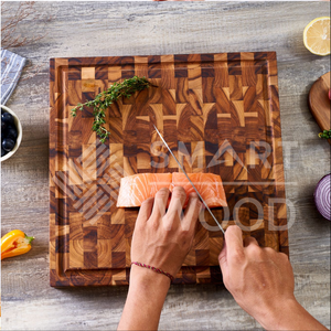 Tabla de cortar de teca de grano final SMARTWOOD de grado chef, gruesa, cuadrada, para charcutería - Product Image 2