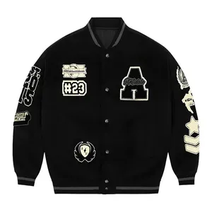 Wholesale Embroidered Pattern Baseball Jacket for Men and Women Loose Casual Bomber Jackets Varsity Coats Spring and Autumn