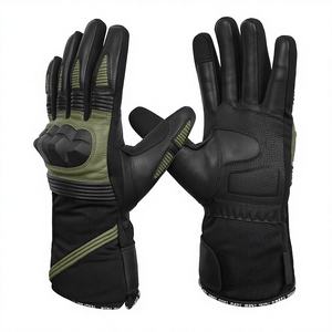 Gants de moto pour hommes en cuir véritable noir et textile, compatibles écran tactile, paume antidérapante, imperméables, pour le sport - Product Image 1