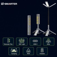 Lampe de travail LED pliable avec trépied télescopique rechargeable pour le camping