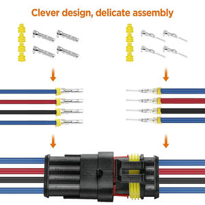 352 pièces Connecteurs étanches IP68 pour voiture PCB FPC Câble électrique Kit de connecteurs 1/2/3/4 broches Bornes Faisceau de câblage Prise - Product Image 5