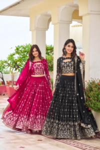 2024 verano Heavy Fox Georgette fiesta informal para niñas Lehenga Choli Festival bordado secuencia trabajo tejido impresión Producto Código Ram - Product Image 6