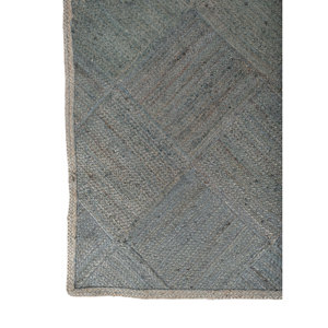 Alfombra de Yute y Cáñamo Tejida Plana Azul Nomadic Threads PDJT-692(CM-01), Alfombra Geométrica Rectangular para Pasillo, Entrada, Dormitorio y Hogar - Product Image 4