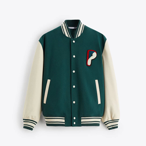 Doudoune de style Letterman sur mesure pour hommes avec design universitaire de printemps en laine noire manches en cuir et revêtement en chenille - Product Image 1