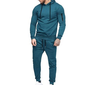 OEM al por mayor entrenamiento y Jogging ropa deportiva chándales lisos para ropa de hombre 100% algodón polar dos piezas sudaderas con capucha pantalones de chándal - Product Image 3