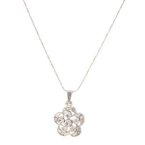 Eugenia pendentif floral en pierre de diamant autrichien chaîne en laiton plaqué argent à la mode-1202614 motif de chiffres géométriques forme florale - Product Image 1
