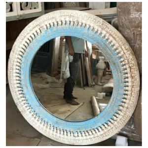 Intricately <b>Hand</b> Carved Beautiful Wooden Wall <b>Mirror</b> Enhancing Home Decor with Artistic Elegance for Weddings - Product Image 1