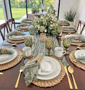 Manteles individuales de jacinto de agua Vintage tejidos a mano, duraderos, ecológicos, tamaño personalizado para plato de cena, Color Natural, boda, Eco2go - Product Image 5