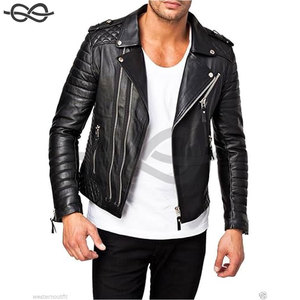 Veste de motard en cuir d'agneau véritable noir pour hommes vestes de moto vintage authentiques vêtements d'extérieur durables et élégants pour hommes - Product Image 6