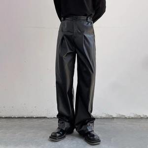 กางเกงหนัง PU สำหรับผู้ชายกางเกงลำลองสำหรับฤดูใบไม้ร่วง, กางเกงแฟชั่นแนวสตรีทสวมใส่ได้หลายโอกาสกางเกงผู้ชาย - Product Image 2