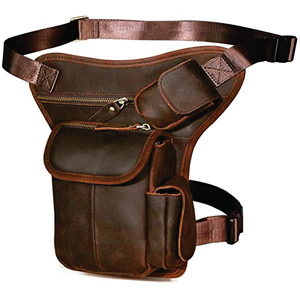 Cuero hombres diseño Casual café clásico hombro Sling Bag moda viaje Fanny cintura cinturón paquete pierna bolsa - Product Image 5