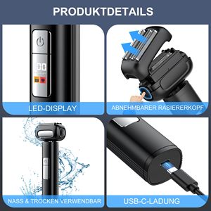 Afeitadora Eléctrica Rotativa para Hombre, Resistente al Agua IPX7, 120 Minutos de Autonomía, Carga USB, Bloqueo de Viaje y Silenciosa para Cara y Barba - Product Image 2