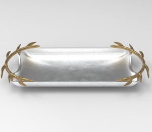 Bandeja para servir de forma redonda de nuevo diseño niquelado de Metal Premium, platos con cuencos dorados para decoración del hogar y uso en la cocina - Product Image 5