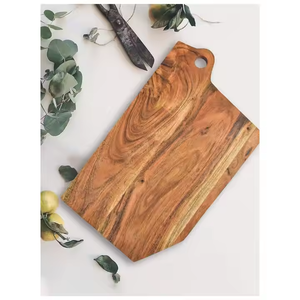 Tabla de cortar orgánica 100%, tabla de cortar de madera de acacia Natural, forma Irregular única, tabla de queso de madera de resina Premium estándar - Product Image 5