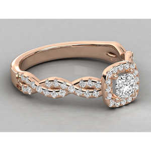 Bague pour femme en or 14 carats avec diamant de laboratoire taille ronde/coussin - Product Image 1