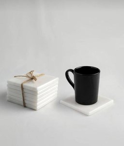 Ensemble de sous-verres en marbre blanc, sous-verres en pierre naturelle faits à la main pour la décoration moderne de la maison - Product Image 3