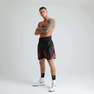 Best Selling Martial Arts Wear <b>Men</b> <b>Black</b> Flame Printed Boxing <b>Shorts</b> With Embroidered Logo for Sale Boxing <b>Shorts</b> - Product Image 3