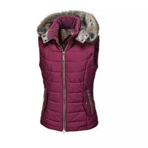 Chaleco acolchado con cuello levantado para mujer, chaleco ligero con cremallera acolchado con capucha, ropa ecuestre - Product Image 5