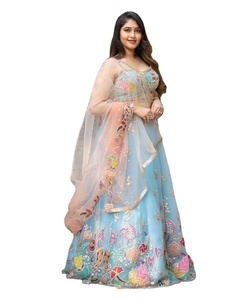 FABZONE Designer Party Wear Soie Georgette douce indienne/pakistanaise toutes saisons deux couleurs Lehenga Choli - Product Image 1