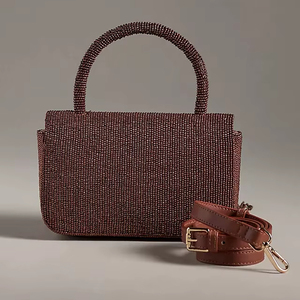 Bolso de mano de algodón con cuentas florales de doble cara Bolso de noche de fiesta de estilo clásico - Product Image 1