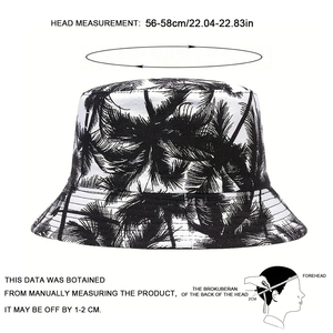 หมวกทรงถังพิมพ์ลายใบไม้สองด้านใส่ได้ทั้งชายและหญิงหมวกชาวประมงหมวกกลางแจ้งลำลองหมวกกันแดดหมวกเชือกผูก - Product Image 2