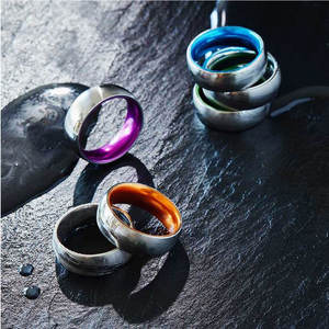 Anillo de Bodas de acero de Damasco moderno Joyería de acero inoxidable para fiestas Producto de Venta caliente - Product Image 4