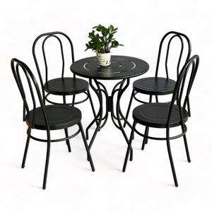 CBCF296 Modern Round Coffee Table and 4 Iron Cafe Chairs Combo <b>Restaurant</b> Furniture <b>Set</b> for <b>Restaurants</b> and Cafes - Product Image 1