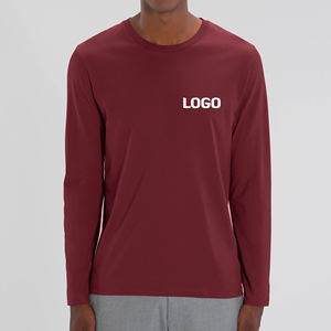 T-shirt pour hommes de haute qualité des fabricants du Bangladesh, col rond, manches longues, logo personnalisable, service OEM direct de l'usine - Product Image 3