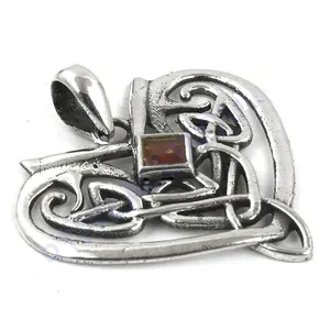 Colgante de Plata de Ley 925 con Nudo Celta, Gema, Chapado en Oro Rosa y Rodio, Estilo Religioso, Patrón Numérico, Platino - Product Image 3