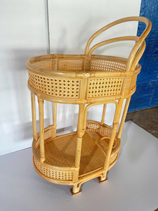 โต๊ะหวายสานมือพร้อมรถเข็นเคลื่อนที่ดีไซน์พิเศษสองชั้น - Product Image 3
