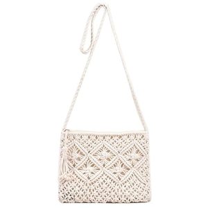กระเป๋าผ้าฝ้าย macrame ทำด้วยมือกระเป๋าผ้าใยธรรมชาติสำหรับนักออกแบบอุปกรณ์เสริมแฟชั่น - Product Image 5