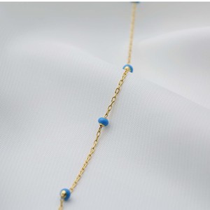 <b>Blue</b> <b>Beaded</b> Enamel Design Trendy Chain Necklace Turkish Handmade Wholesale Dainty Pendant 925 Sterling Silver Jewelry - Product Image 5
