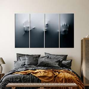 Screaming Man Abstract Canvas Art : Impression moderne sur verre trempé, lot de 4 toiles - Product Image 1