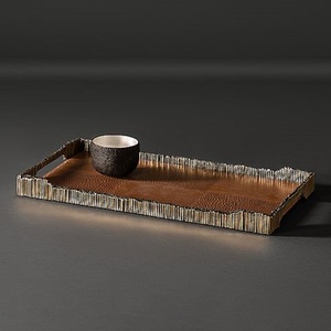 Plateaux de service décoratifs faits à la main en laiton et aluminium, finition hôtelière, pour la maison et la décoration de table - Product Image 1