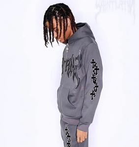 Conjunto de Sudadera con Capucha y Pantalones Deportivos Bordados para Hombre con Serigrafía, 100% Algodón Felpa, Impermeable, Alta Calidad - Product Image 2