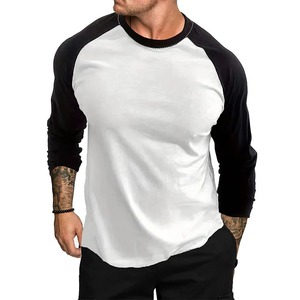 2025 nouveau décontracté manches longues col rond T-shirt sport manches raglan T-shirt hommes printemps automne Patchwork vêtements Fitness T-shirt - Product Image 1