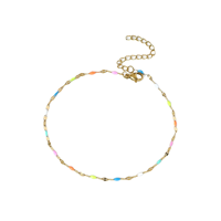 Ensemble de bijoux pour femmes, collier et bracelet en acier inoxydable plaqué or 18 carats, style bohème, chaîne à gouttes d'huile colorée