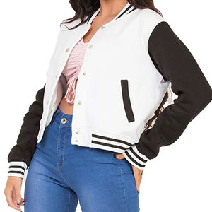Veste universitaire pour femmes, vente chaude, veste universitaire pour femmes, col montant, manches longues, veste universitaire courte de baseball pour vente en ligne - Product Image 4