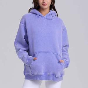 Sudadera con capucha de invierno de gran tamaño Premium de la mejor calidad para mujer desgastada Vintage ácido lavado logotipo personalizado sólido con capucha 100% algodón 100% - Product Image 3