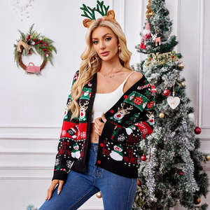 And Loose Knitted <b>Cardigan</b> 2026 New Autumn and Winter Sweaters Coat Women's Casual <b>Long</b>-Sleeved Christmas Sweater - Product Image 2