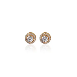 Women's Trendy Gold Plating Brass Stud <b>Earrings</b> with Cubic Zirconia <b>and</b> <b>Pearl</b> Geometric Hoop Design Religious Gift Jewelry - Product Image 3