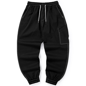 Casual 100% Cotton Sports Men's Fleece <b>Trousers</b> <b>Elastic</b> Mid <b>Waist</b> Loose Fit UV Protection Sweatpants Straight Outdoor Summer - Product Image 1